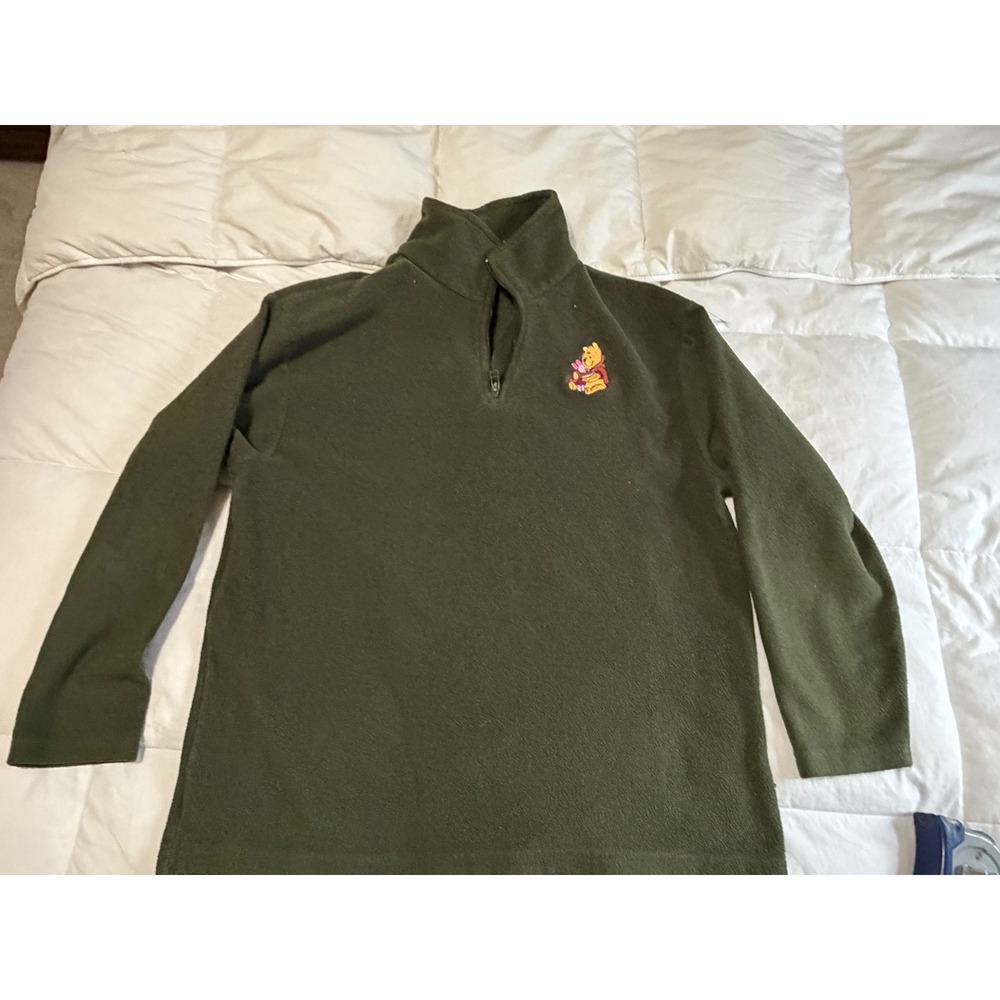 Vintage Disney Pooh Winnie the Pooh Piglet Fleece Quarter Zip Pullover Green L